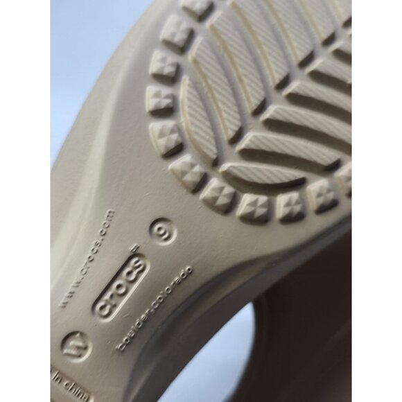 Crocs Frances Mary Jane Wedge Mule Slip On Shoes Beige Comfort Women’s Size 9 - Picture 6 of 11